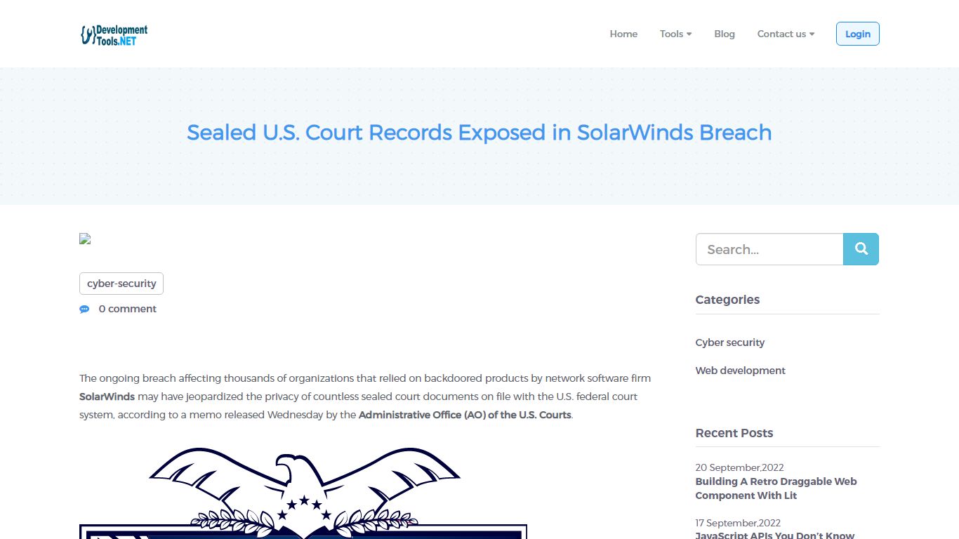 Sealed U.S. Court Records Exposed in SolarWinds Breach - Development Tools